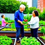 **Prompt 1: Community Harvest in an Urban Garden**
    A diverse group of individuals including adults, elderly, and children, fully clothed in modest, comfortable, and appropriate gardening attire, joyfully engaged in a vibrant rooftop community garden. They are smiling, interacting, sharing fresh produce, and gently tending to various plants, showcasing a strong sense of community and shared accomplishment. The background features a blurred, modern city skyline under natural, bright lighting. The scene highlights human connection and the positive impact of shared labor in an urban green space.
    *   *Quality & Safety Modifiers*: perfect anatomy, correct proportions, natural pose, well-formed hands, proper finger count, natural body proportions, professional photography, high quality, safe for work, appropriate content, fully clothed, family-friendly.